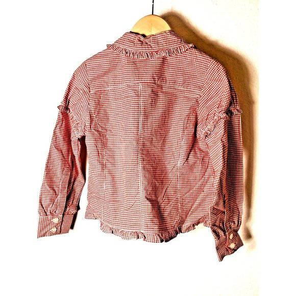 Jottum NWT Red Gingham Girls 6 Top Dutch Euro Retail $92 Button Front Ruffle - Picture 5 of 9